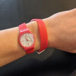 Pink and White Women's Wrap-Around Swatch Watch